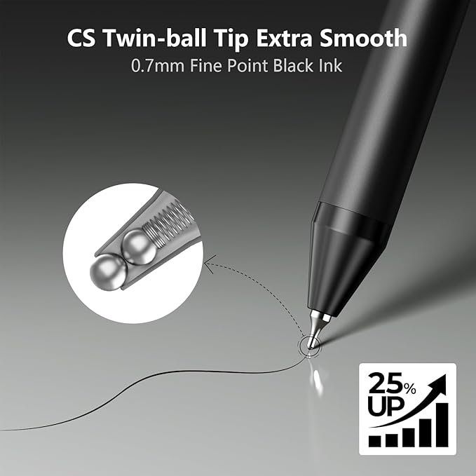 8 Pack Black Gel Pens (0.7mm Fine Point) – Smooth Quick-Drying Ink, Retractable Gel Pen for Writing, Journaling, Note-Taking – Office, School, Home & Work Supplies (8Pcs-Black Ink