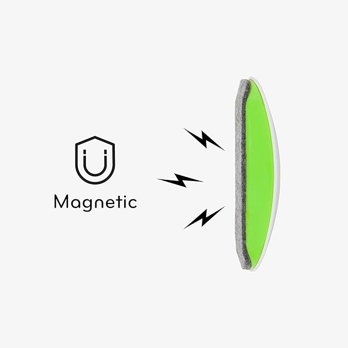 U Brands Magnetic Whiteboard Eraser, 4.5" x 2.25" x 1", Dry Erase Felt Eraser, White and Green, Lightweight Modern Design