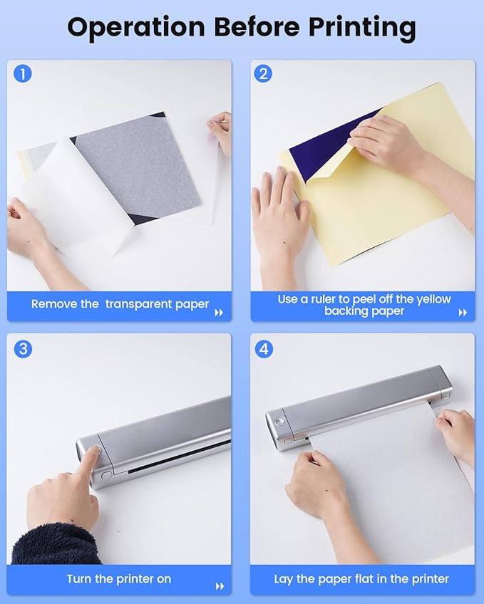 Phomemo M08F Portable Printers Wireless for Travel, Thermal Printer Support 8.5" X 11" US Letter, Bluetooth Inkless Printer Compatible with iOS, Android, Laptop for Travel, Office, Home