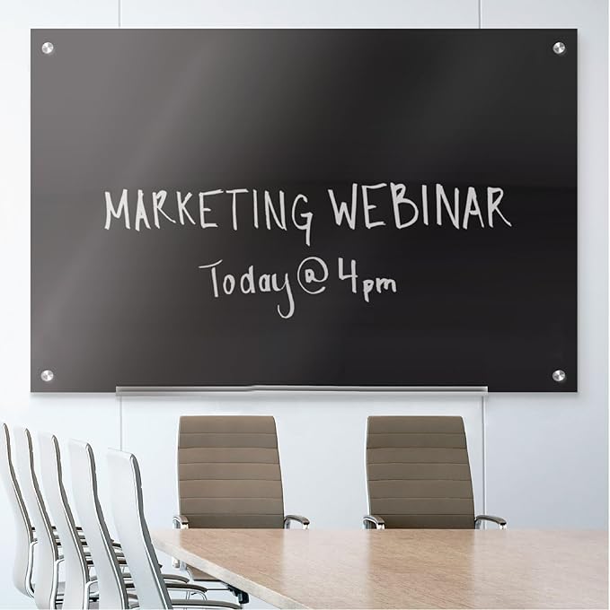 Quartet Glass Whiteboard, Magnetic Dry Erase White Board, 96" x 48", Black Surface, Infinity (G9648B)