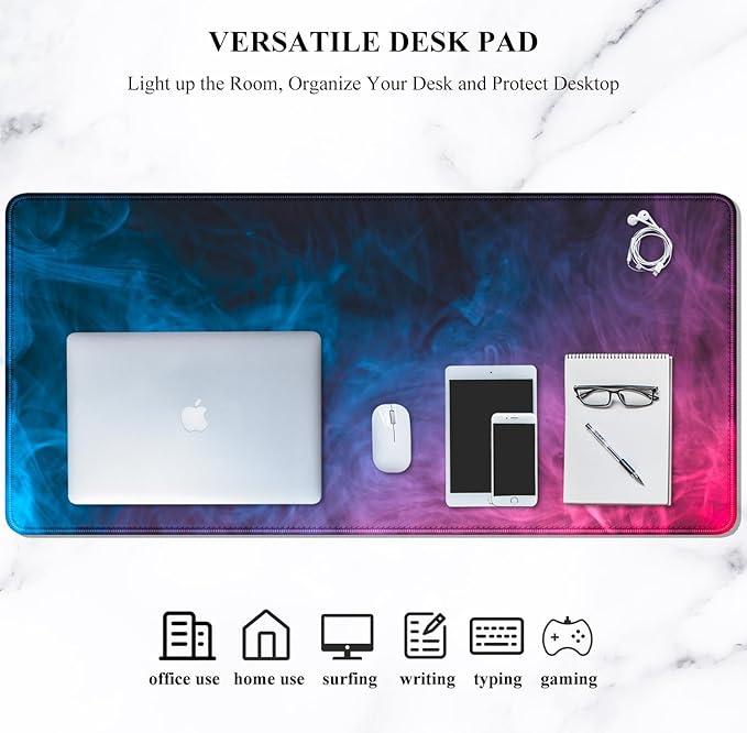 Auhoahsil Large Gaming Mouse Pad, XXL 35.4 x 15.7 in Desk Pad Stitched Non-Slip Rubber Long Computer Mousepad Thin Extended Full Size Desk Mat for Desktop, Laptop, Wireless Mice, Purple