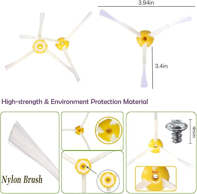 PELLYDA Replacement Parts for IRobot Roomba 600 &500 Series 694 692 690 680 660 665 651 650 614 595 585 564 Vacuum,Accessories Kit 3 Filter,3 Side Brush,1 Pairs Bristle and Flexible Beater Brush