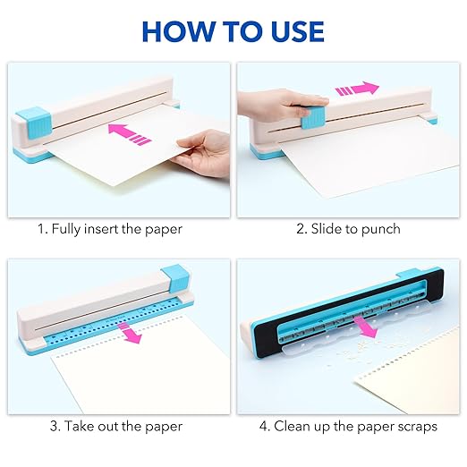 30 Holes Binding Punch,Loose Leaf Paper Punch Machine,Portable Hand Pushed Multi-Hole Puncher for Notebooks, Agendas, Planners,to-Do Lists, School Works and so Much More