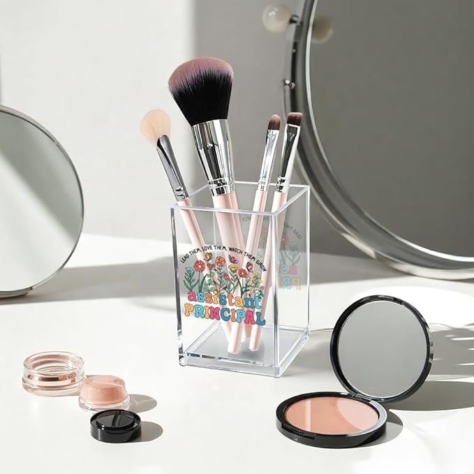 Lead Them Love Them Watch Grow Acrylic Cosmetic Pencil Pen Holder Cup, Cute Assistant Principal Pen Holder Cup, Graduation Appreciation Gifts for Women Men Assistant Principal