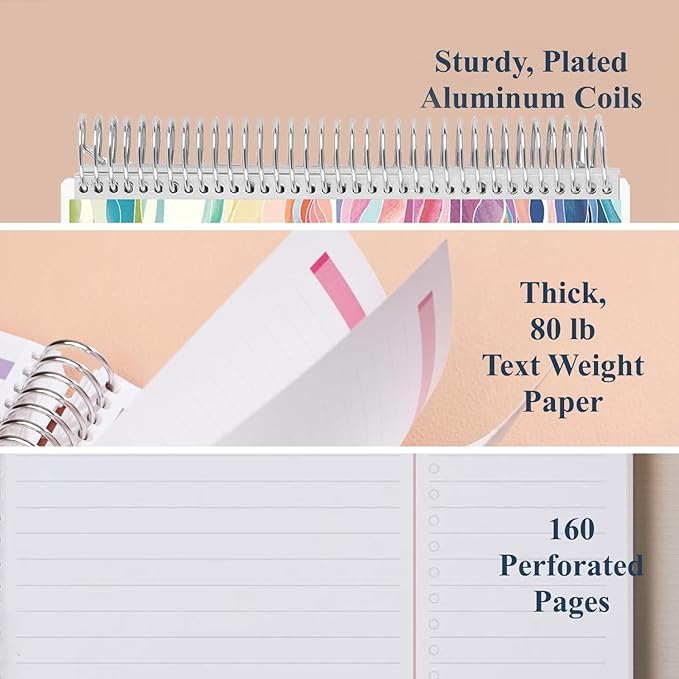 Erin Condren 8.5" X 11" Spiral Bound Productivity Notebook, Layers Colorful, Functional 160 Lined Page and 80Lb Thick Paper Spiral Notebook, Stickers Included