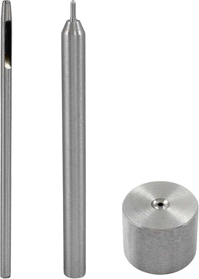 Litoexpe Eyelet Hole Punch Die Tool, 2mm Grommet Setter Hollow Punch (Includes Base & Ram) for Leather Craft Clothing Handbag Fabric Curtain DIY