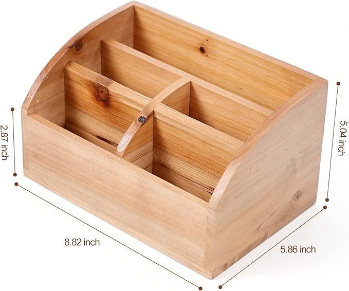 Farmhouse Solid Wooden Mail Sorter Wood Desk Organizer TV Remote Holder Rustic Vintage Caddy Mail Basket Storage Caddy for Bills, Kitchen, Desktop, Workspace Counter Top Home Decor Office Supplies……