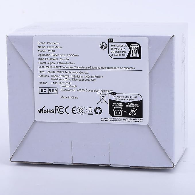 Phomemo Label Printer - M110 Address Label Maker Bluetooth Thermal Portable Label Maker Machine for Small Business, Barcode, Cable, Retail, Clothing, Barcode Printer Compatible with Phones & PC, White