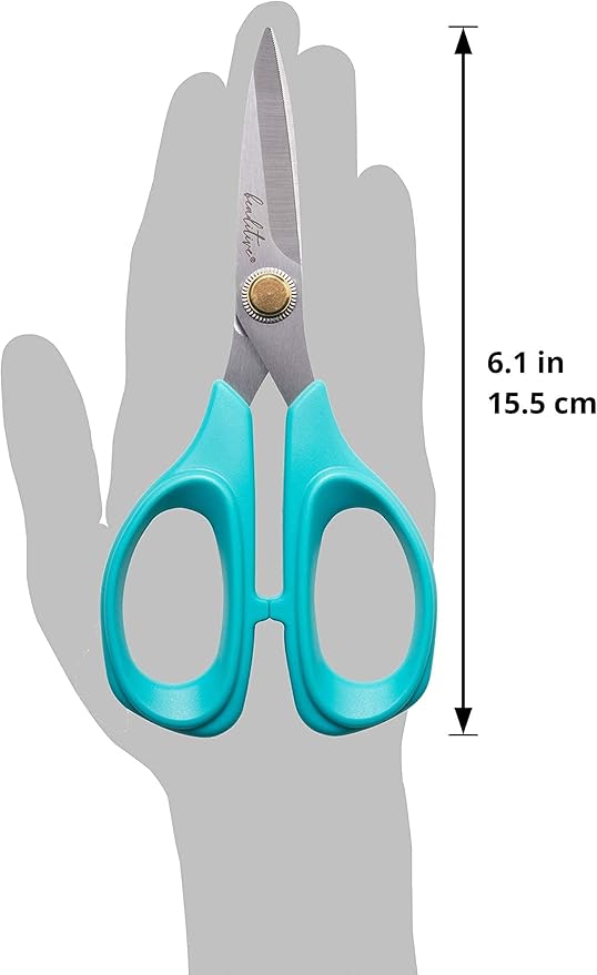 Beaditive Sewing Scissors - 6-Inch Stainless Steel Fabric Scissors - Professional Scissors with Serrated Blade for Easy Cloth Cutting & Quilting - Comfortable Craft Tailor & Dressmaker Shears – Teal