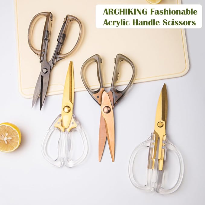 Kitchen Shears Scissors&Sharp Scissors, ARCHIKING 8.0inch Cooking Scissor-Meat and Poultry Shears, Dishwasher Safe, Acrylic Handel Scissors All Purpose Stainless Steel Utility Scissor