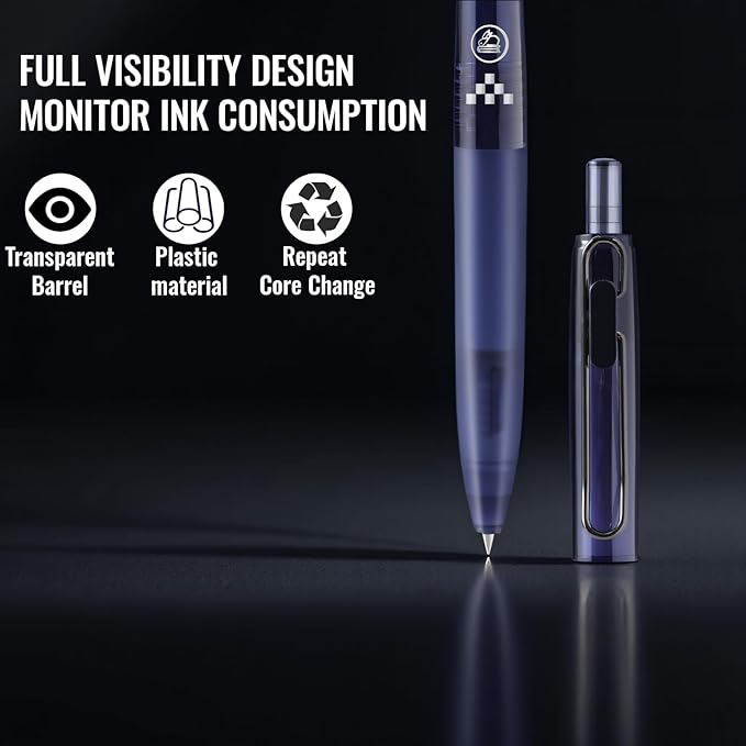 10 Pack Retractable Gel Pens, 0.5mm Fine Point Black Ink - Quick Dry & Smooth Writing for Journaling, Note Taking, School, Office & Artist