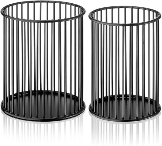 Pen Holder for Desk,Metal Aluminum Pencil Holder for Pen Organizer for Desk, School, Home and Stationary Supplies, Advanced sense Pen Holder Non-Slip Silicone Bottom Pencil Cup (Black Round)