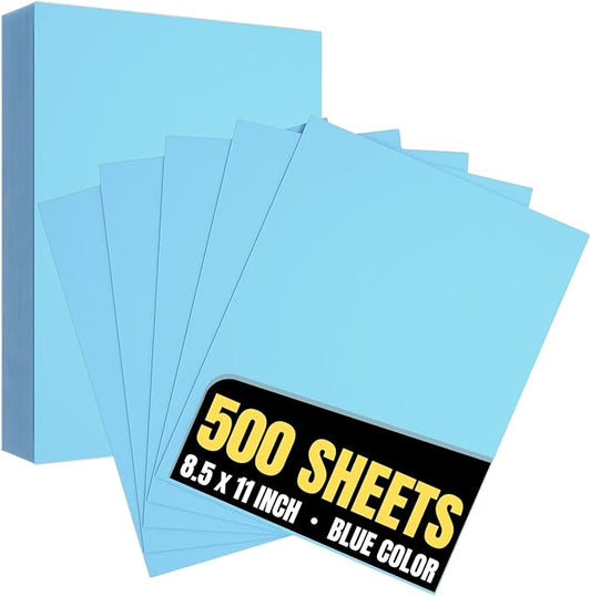1InTheOffice Blue Copy Paper, Printer Paper, Colored Copy, 20 lbs., 8.5" x 11", 500 Pack