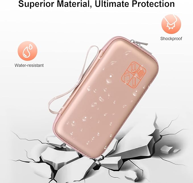 BOVKE Hard Calculator Case Compatible with Texas Instruments TI-84 Plus CE Color Graphing Calculator/TI-83 Plus CE, Extra Zipped Pocket for USB Cables, Charger, Manual and More, Rose Gold