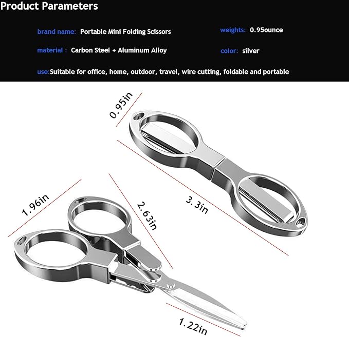 Folding Mini Scissors, Stainless Steel Retractable Small Scissors for Home Office and Travel, 2-Piece Set