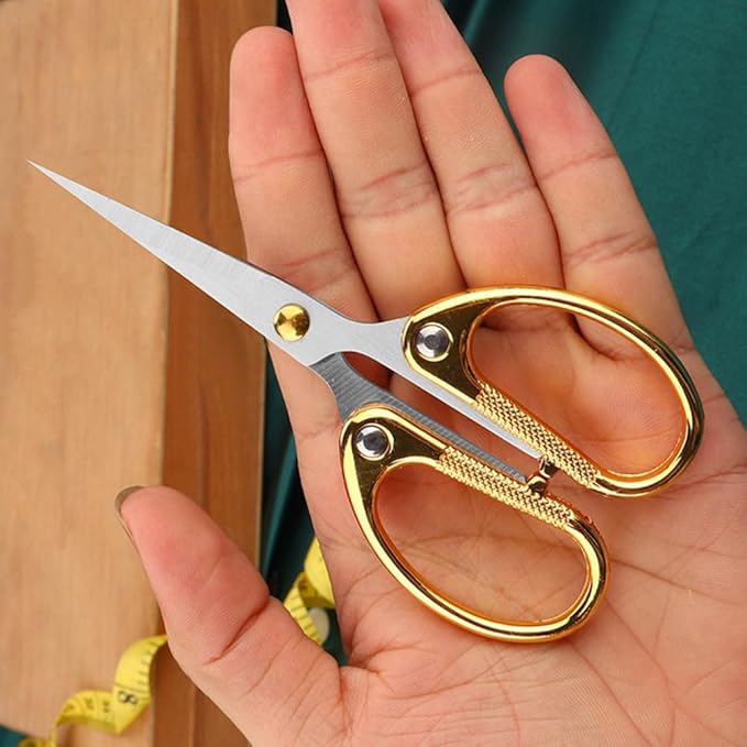 5" Small Sewing Scissors All Purpose Scissors Stainless Steel Tip Shears DIY Tools Office Scissor for Home Office School Sewing Fabric Handcraft Craft Art Work Needlework Everyday Use Gold