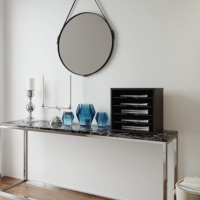 Ballucci File Organizer Paper Sorter, 5 Tier Adjustable Shelves Office Desk Organizer, 13 5/8" x 9 1/4" x 12", Black