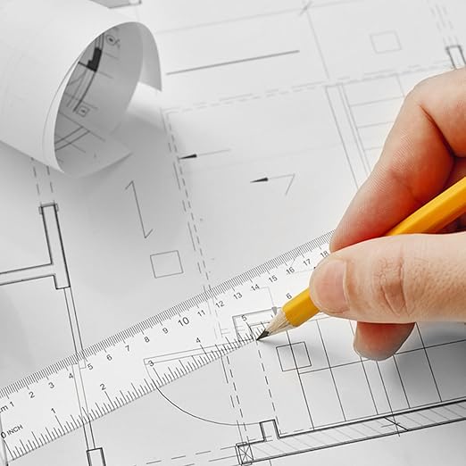 School Ruler Set 2-Pack 12 Inch & 6 Inch Plastic Rulers with Inch/Centimeter Scales for Classroom, Homework, Exams