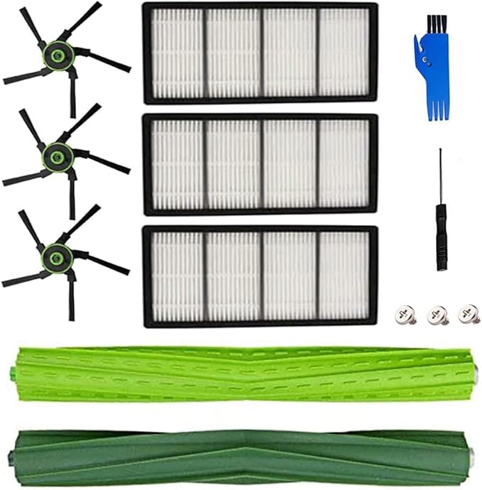 HsvrySa Replacement Parts Kit for Roomba s9/s9+/9150/9550 Series, 2 Multi-Surface Rubber Brushes, 3 Filters, 3 Side Brushes, Robot Vacuum Cleaner Accessories