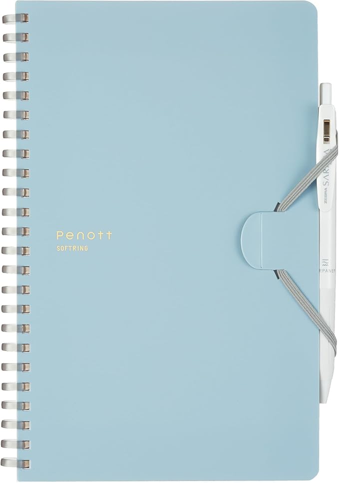 KOKUYO Grid Spiral Journal Notebook, Penott A5 Soft Ring Graph Paper Notebook with 70 Smooth Sheets, 5.7'' x 8.3'' Small Journaling Notebook with Plastic Hardcover, Blue, Japan Import. (SU-SP137S5-B)