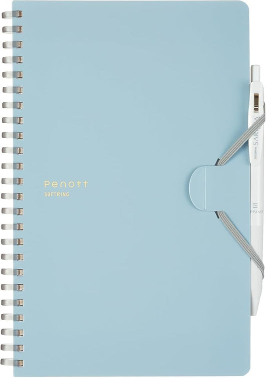 KOKUYO Grid Spiral Journal Notebook, Penott A5 Soft Ring Graph Paper Notebook with 70 Smooth Sheets, 5.7'' x 8.3'' Small Journaling Notebook with Plastic Hardcover, Blue, Japan Import. (SU-SP137S5-B)
