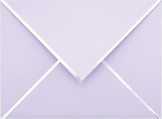 A7 Envelopes - V Flap Foil Border Luxury Mailing Envelopes for 5" x 7" Cards - for Wedding, Invitations, Baby Shower, Photos, Graduation, Birthday, Bridal Shower - 5.25" x 7.25" (Lavendar, 25 Pack)