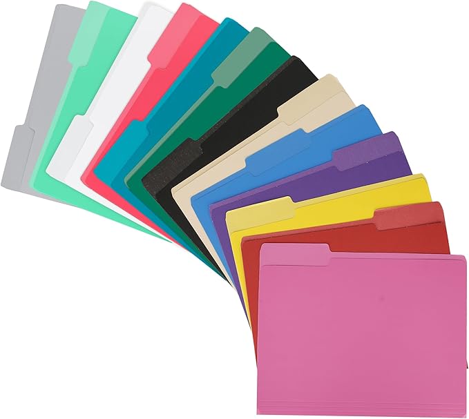 File Folders,18 Pack Two-Tone Colored File Folders Letter Size,Green Folders for School Office Supplies Documents Organization-1/3-Cut Tabs