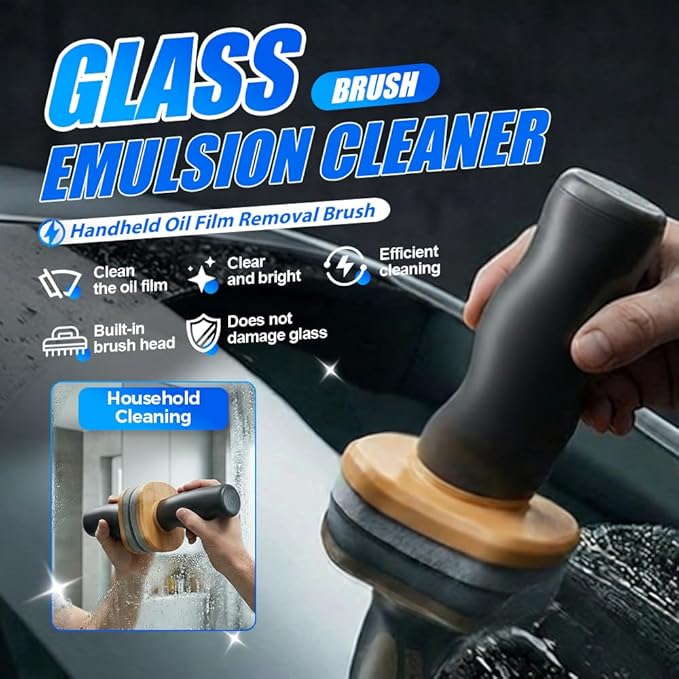 Handheld Glass Oil-Film Remover, 2026 Upgrade Glass Emulsion Cleaner, New Glass Cleaning Board, Automotive Oil Film Cleaning Brush for Car Windows (2, Medium)