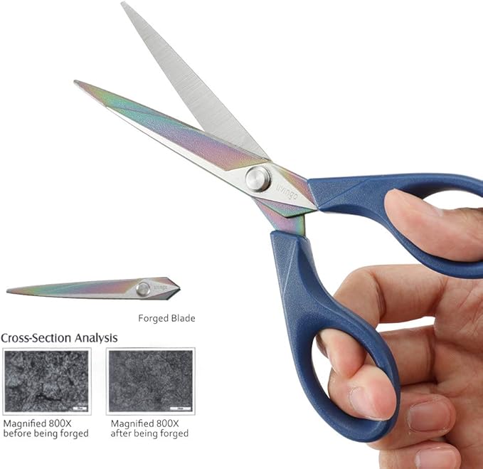 LIVINGO Scissors 7 Inch All Purpose Titanium Scissors Bulk 2 Pack, Left/Right Handed, Forged Stainless Steel Sharp Blade Shears Multipurpose for Home Offce School Student Sewing Fabric Craft Supplies
