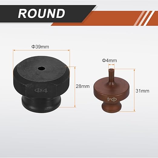 HARFINGTON Hydraulic Hole Punch Die 4mm Round Hole 40Cr Steel Electric Punching Kit for MHP-20 JP-20 Electric Punching Machine, Burgundy & Black