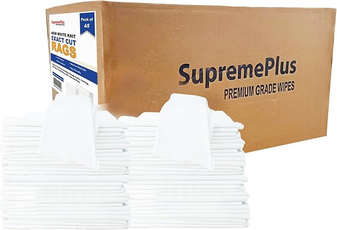 SupremePlus Premium Exact Cut White T-Shirt Cleaning Rags (10 Packs of 45 Pieces) - 20"x20" Cotton Rag for Mechanic Shops, Cast Iron, Staining Wood, Painting & Households – Shop Rags Bulk