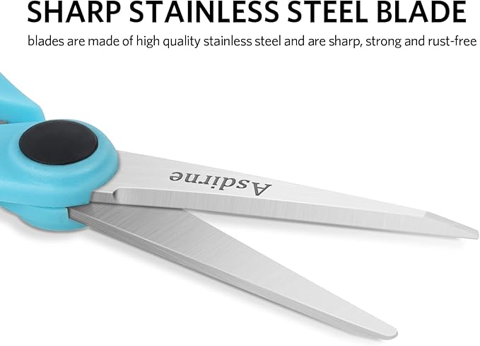 5” Detail Scissors, Embroidery Scissors with Sharp Stainless Steel Blade and Soft Handles, Great for Sewing, Craft, Office and School, 3 Pcs, Blue/Black