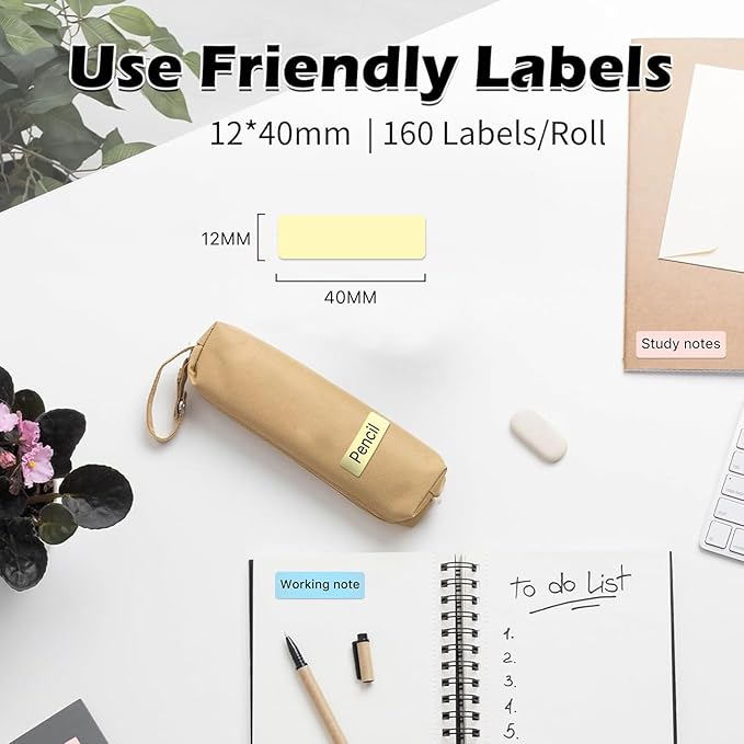 Label Maker Tape - D30 Label Tape, Multi Color Sticker Thermal Paper for Phomemo D30 Label Printer, Household Storage Labels, Self-Adhesive Label Tape, 12 mm x 40 mm, Set of 3