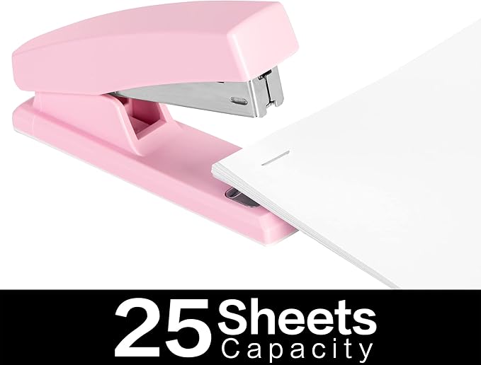 Deli Stapler, Desktop Staplers with 640 Staples, Office Stapler, 25 Sheet Capacity, Pink