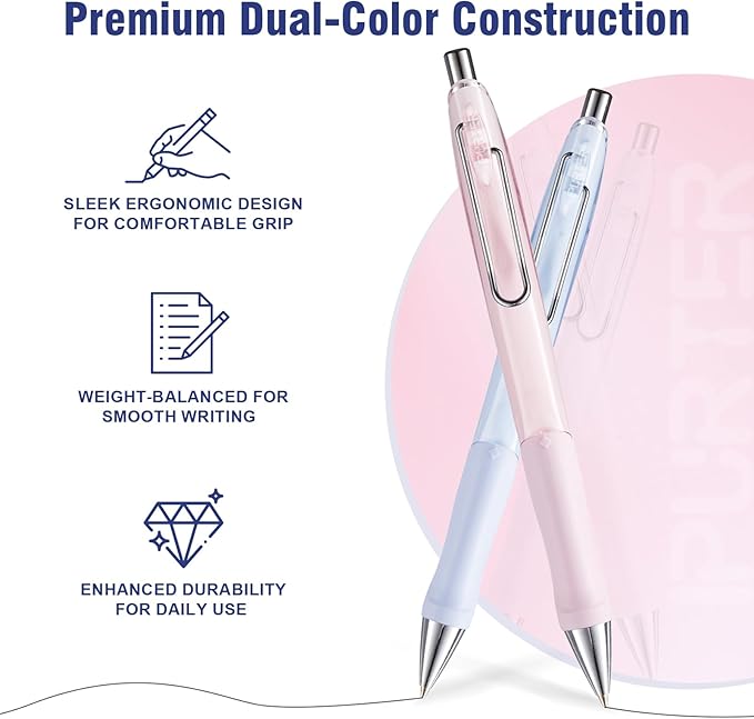 6-Pack 0.7mm Mechanical Pencils with Macaron Colors, Built-In Eraser, Copper Tip, Easy-Load Lead, Metal Clip, Soft Grip, for School, Office, Sketching, Drafting