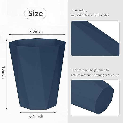 ZXJ Small Trash Can - 1.8 Gallon - Blue - Waste Basket - Garbage Bin Bathroom,Kitchen,Office,Dormitory,Camping,Kids Room