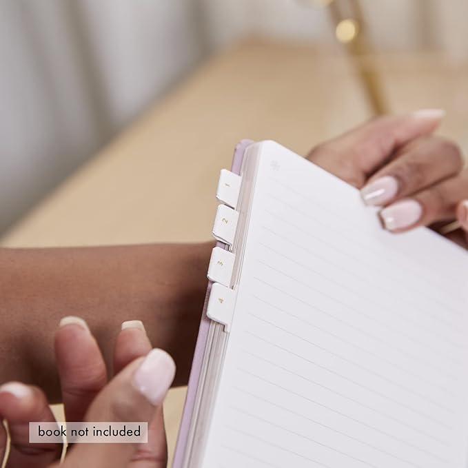 Erin Condren Vegan Leather Monthly Adhesive Tabs, Functional Planner Tabs for Organization, Sticky Index Page Markers, Journal and Notebook Accessories, Ivory + Gold