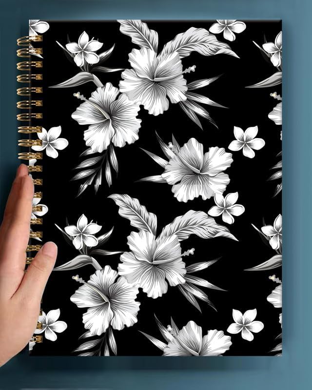 Spiral Journal Notebook,A5 Hardcover Lined Journals for Women Girl 6 x 8.3 in,120 Pages Thick Paper,Cute College Ruled Writing Notebook for Gifts Office Work School(Tropical Hibiscus Flower)