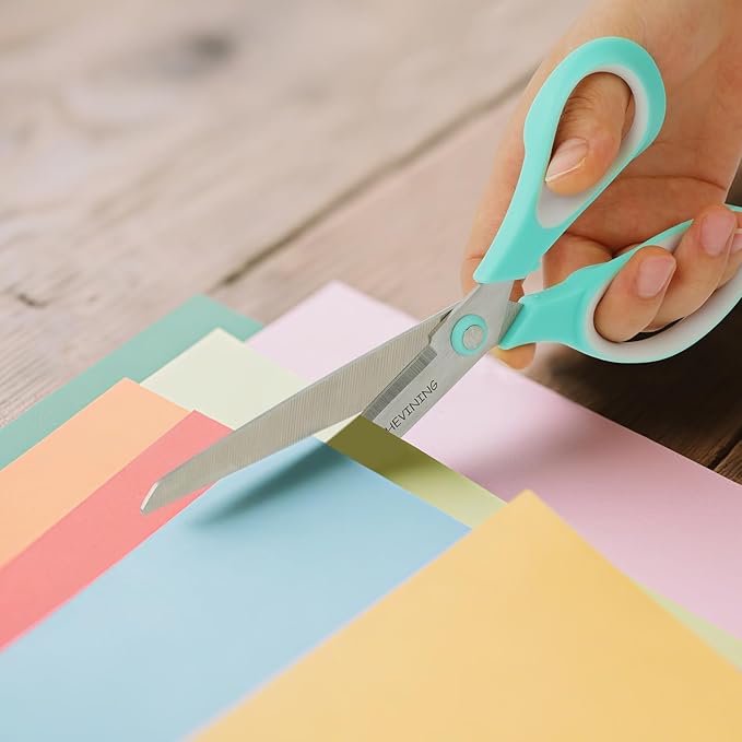 7"8"Scissors All Purpose 2 Pack Comfort Grip Craft Scissors for Office, Home, School, Sewing & Art Supplies(Green & Red)