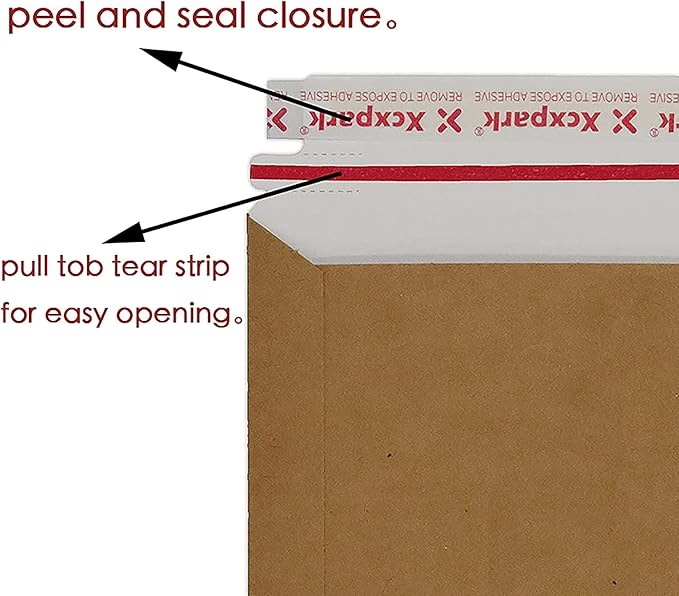 25 Pack Brown Kraft Rigid Mailers, 6.25 x 8.25 inches Self Seal Photo Document Mailers Premium Cardboard Keep Flat Envelopes for Photos, Pictures, Papers, Files, CD