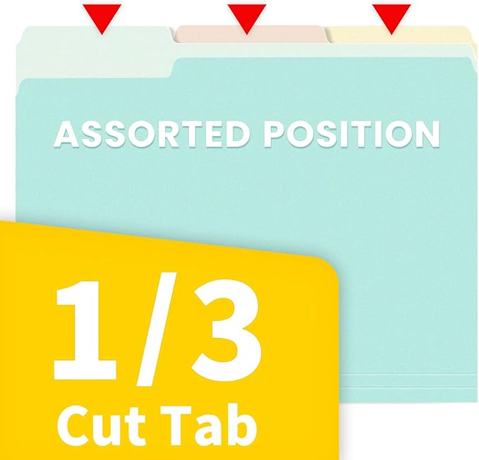 SUNEE File Folders, 18 Pack Manilla Folders 8.5 x 11, Colored File Folders Home Office School Supplies for Documents Files Paper, 6 Soft Colors