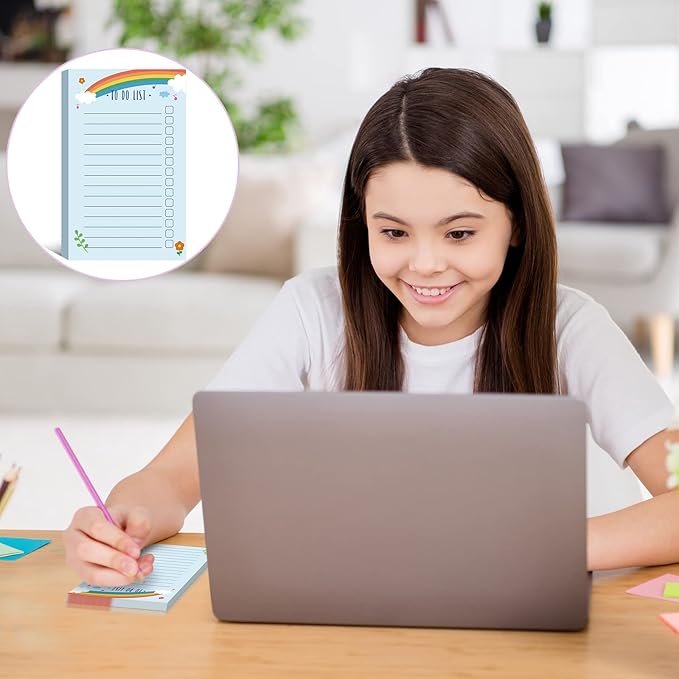 300 Sheets to Do List Notepad Daily Checklist Sticky Notes Cute Undated Memo Pad Color Block to Do Note Pad Weekly Plan Agenda and Organizer Planners for College(Rainbow Style,3.14 x 5.11 Inch)