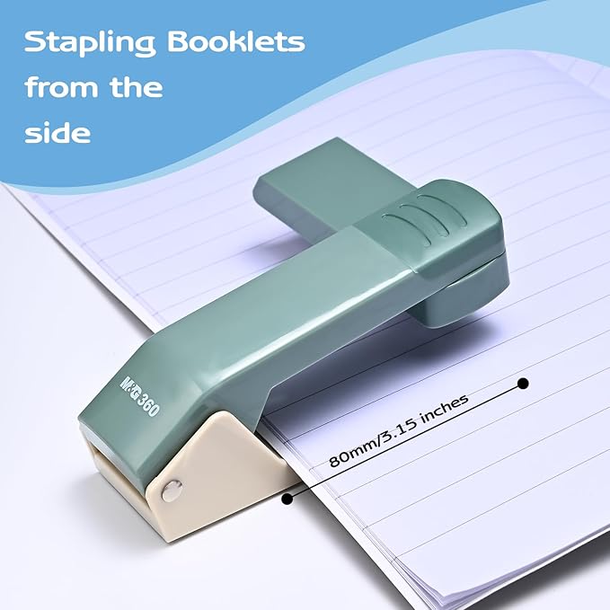 M&G Cute Swing-Arm Swivel Stapler with 1000 Staples, 360 Degree Rotate Desk Stapler, 25 Sheets Capacity, Jam Free, Desktop Stapler for Book and Booklet Binding (Green)