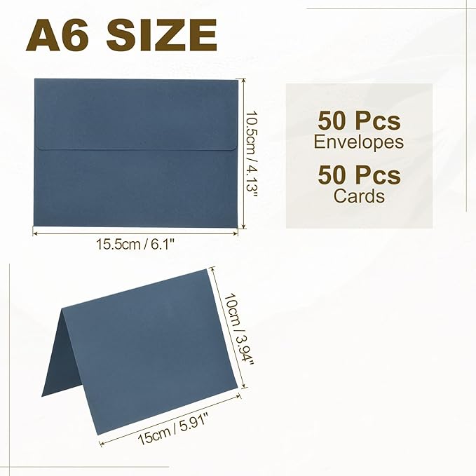 PATIKIL 50Pack Navy Blue 4x6 Blank Cards and Envelopes, Self Seal A6 Envelopes with Folded Cardstock Small for Greeting Cards Wedding Greeting Birthday Invitations Letter Mailing
