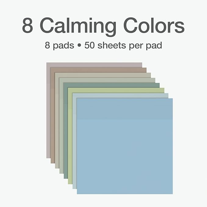 Redi-Tag Translucent Sticky Notes, Transparent Self-Stick Notes, 3" x 3", Calming Colors, 8 Pads, 50 Notes Per Pad, 400 Sheets (1006594)