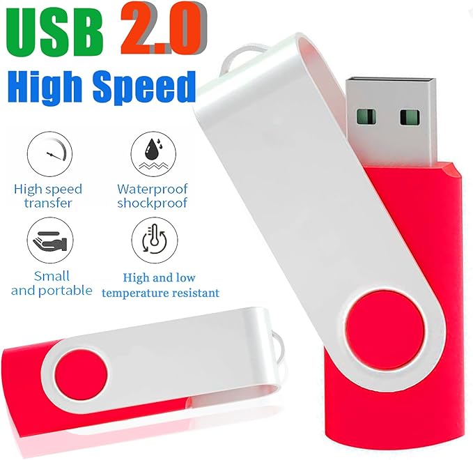 32GB Swivel USB Flash Drive 10Pack USB Drive 32GB Pack of 10 USB Memory Stick Bulk - Portable Thumb Drive 10 Pack for Data Storage and File Sharing in Home & Office