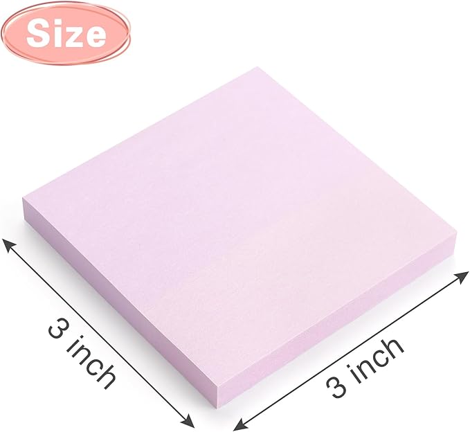Sticky Notes 3x3 inch, 8 Pads, Pastel Colors Self-Stick Pads, Self-Adhesive Sticky Notes, 8 Pads/Pack, 80 Sheets/Pad, Total 640 Sheets