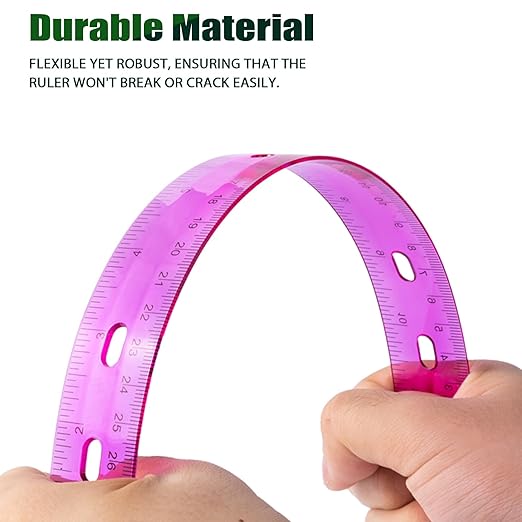 28 Pack Plastic Ruler 12 Inch Transparent Rulers - Metric Bulk for Kids School Office Classroom, Purple