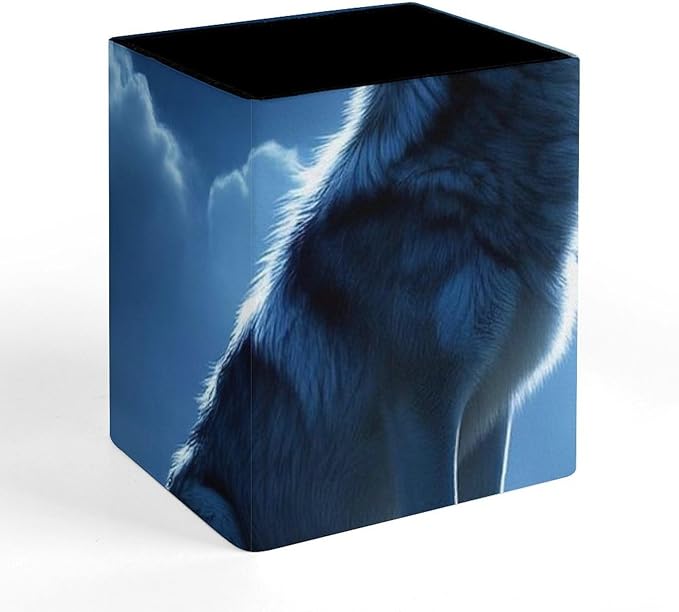Pen Holder Stand For Desk, Pencil Pen Holder Cup, Desktop Stationery Organizer, Waterproof Multifunctional Office Supplies Wolves Howling Full Moon