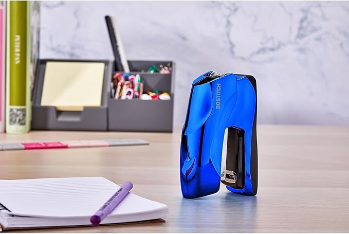 Bostitch Office Heavy Duty Stapler, 40 Sheet Capacity, No Jam, Half Strip, Fits into the Palm of Your Hand, For Classroom, Office or Desk, Metallic Blue